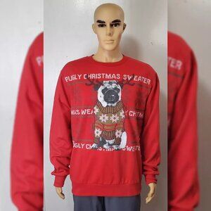 UGLY GRAPHIC CHRISTMAS SWEATSHIRT MEN'S REGULAR FIT CREW NECK SIZE XL RED